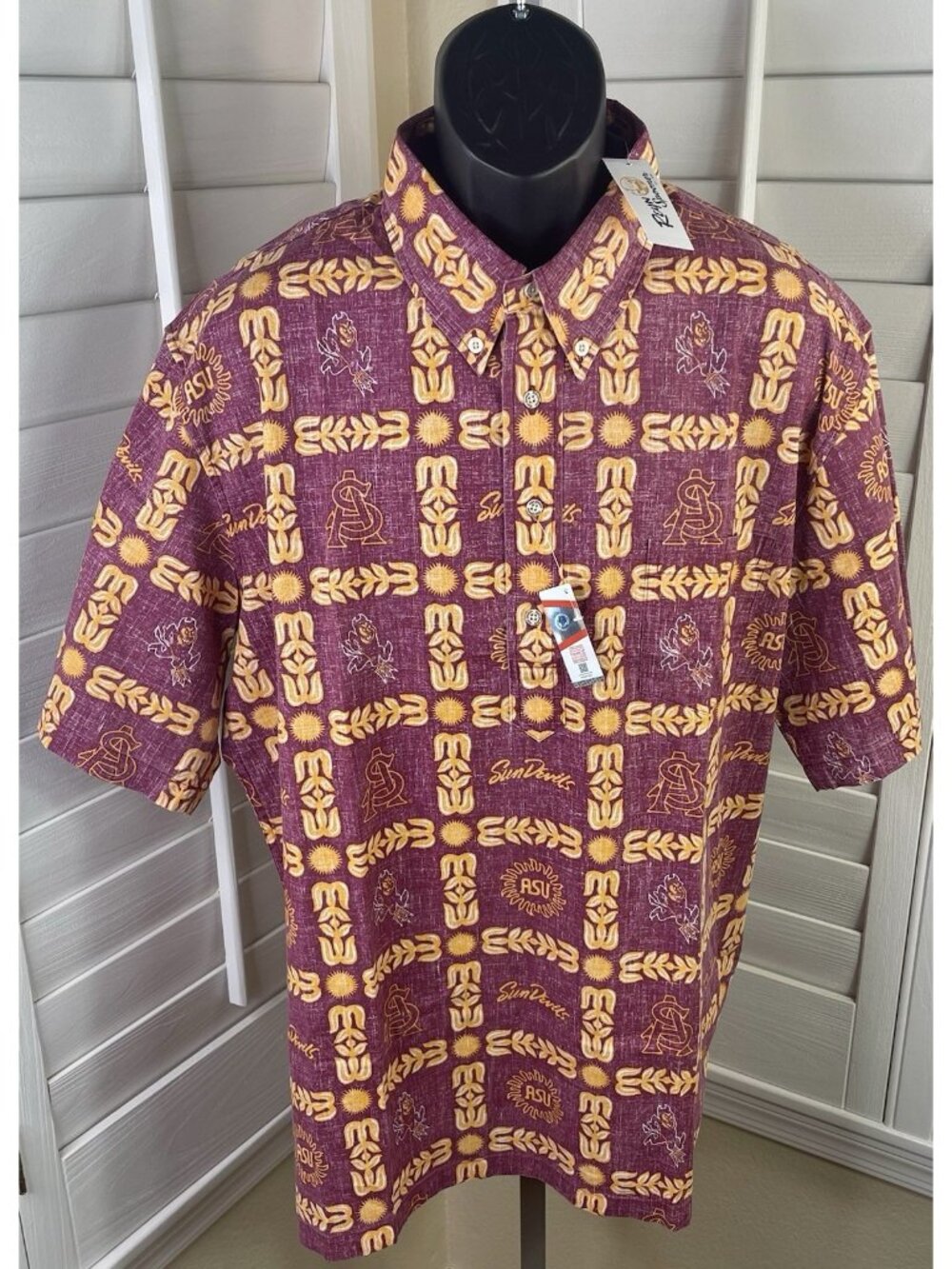 Reyn Spooner NCAA ASU Sun Devils Tailored Fit Hawaiian Button Shirt, Men S - NWT